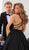 Tarik Ediz - 50431 Embroidered Deep V-neck Dress With Overskirt In Black