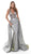Tarik Ediz - 50438 Embellished Deep Vneck Trumpet Dress With Overskirt In Gray