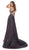 Tarik Ediz - 50438 Embellished Deep Vneck Trumpet Dress With Overskirt In Purple