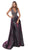 Tarik Ediz - 50438 Embellished Deep Vneck Trumpet Dress With Overskirt In Purple