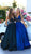 Tarik Ediz - 50439 Embellished Deep V-neck A-line Gown In Green and Blue