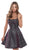 Tarik Ediz - 50440 Crystal Beaded A-line Cocktail Dress In Gray