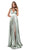 Tarik Ediz - 50443 Plunging V-neck Satin Pleated A-line Dress In Green
