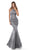 Tarik Ediz - 50445 Embellished Halter Mermaid Dress With Train In Gray