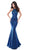 Tarik Ediz - 50445 Embellished Halter Mermaid Dress With Train In Blue