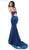 Tarik Ediz - 50445 Embellished Halter Mermaid Dress With Train In Blue
