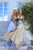 Tarik Ediz - 50446 Sequined Deep V-neck A-line Dress With Train In Silver and Gold