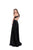 Tarik Ediz - 50446 Sequined Deep V-neck A-line Dress With Train In Black