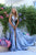 Tarik Ediz - 50446 Sequined Deep V-neck A-line Dress With Train In Silver