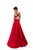 Tarik Ediz - 50446 Sequined Deep V-neck A-line Dress With Train In Red