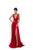 Tarik Ediz - 50446 Sequined Deep V-neck A-line Dress With Train In Red