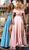 Tarik Ediz - 50447 Two Piece Knotted Off-Shoulder Gown In Pink and Blue
