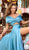 Tarik Ediz - 50447 Two Piece Knotted Off-Shoulder Gown In Blue