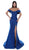 Tarik Ediz - 50448 Pleated Off-Shoulder Mermaid Dress In Blue