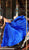 Tarik Ediz - 50449 Plunging V-Neck Pleated Gown with Slit In Blue
