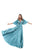 Tarik Ediz - 50450 Ruched Plunging V-Neck A-Line Gown In Blue