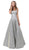 Tarik Ediz - 50451 Embellished Square Neck A-line Dress In Gray