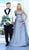 Tarik Ediz - 50451 Embellished Square Neck A-line Dress In Gray