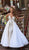 Tarik Ediz - 50452 Bedazzled Deep V-neck Dress With Overskirt In White