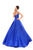 Tarik Ediz - 50456 Plunging V-Neck Strappy Open Back Ballgown In Blue