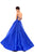 Tarik Ediz - 50456 Plunging V-Neck Strappy Open Back Ballgown In Blue