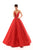 Tarik Ediz - 50456 Plunging V-Neck Strappy Open Back Ballgown In Red