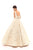 Tarik Ediz - 50457 Embroidered Deep V-neck Ballgown In White