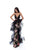Tarik Ediz - Floral Embroidered Plunging Evening Dress 50458 In Black