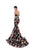Tarik Ediz - 50467 Plunging V-Neck Floral Mermaid Gown In Black