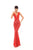 Tarik Ediz - 50468 Plunging V-Neck Gown with Detachable Overskirt In Red