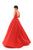 Tarik Ediz - 50468 Plunging V-Neck Gown with Detachable Overskirt In Red