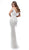 Tarik Ediz - 50469 Fringe and Lace Deep V-neck Sheath Dress In White