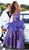 Tarik Ediz - 50470 Plunging V-Neck Tiered A-Line Evening Gown In Purple