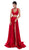 Tarik Ediz - 50476 Two Piece Lace Satin A-line Dress In Red