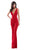 Tarik Ediz - 50482 Plunging V-Neck Open Back Jumpsuit In Red