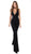 Tarik Ediz - 50482 Plunging V-Neck Open Back Jumpsuit In Black