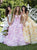 Tarik Ediz - 50491 Floral Lace Illusion Neck Ballgown In Pink and Yellow