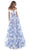 Tarik Ediz - 50496 Floral Lace Plunging Off-Shoulder A-line Dress In Blue