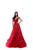 Tarik Ediz - 50500 Floral Lace Appliqued A-Line Prom Gown In Red
