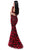 Tarik Ediz - 50502 Embellished Floral Lace Mermaid Dress In Black and Red