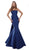 Tarik Ediz - 50505 Strapless Taffeta Mermaid Gown With Train In Blue