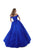 Tarik Ediz - 50509 Off Shoulder Corset Bodice Solid Taffeta Ballgown In Blue
