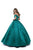 Tarik Ediz - 50509 Off Shoulder Corset Bodice Solid Taffeta Ballgown In Green