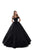 Tarik Ediz - 50509 Off Shoulder Corset Bodice Solid Taffeta Ballgown In Black