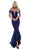 Tarik Ediz - 50513 Plunging Off Shoulder High Low Mermaid Gown In Blue