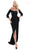 Tarik Ediz - 50519 Fitted Quarter Length Dress with Slit In Black