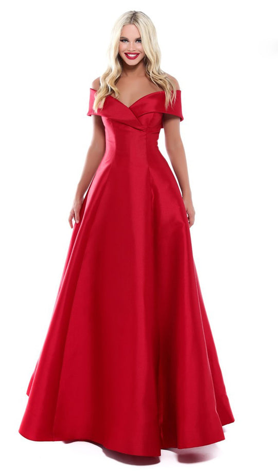 Tarik Ediz - 50530 Off-Shoulder Taffeta Ballgown In Red