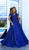 Tarik Ediz - 50540 Off-Shoulder Glitter Ballgown In Blue