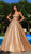 Tarik Ediz - 50549 Sleeveless Strappy Back Glitter Ballgown In Gold