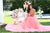 Tarik Ediz - 50555 Rose Embroidered Strapless Pleated Ballgown In Pink